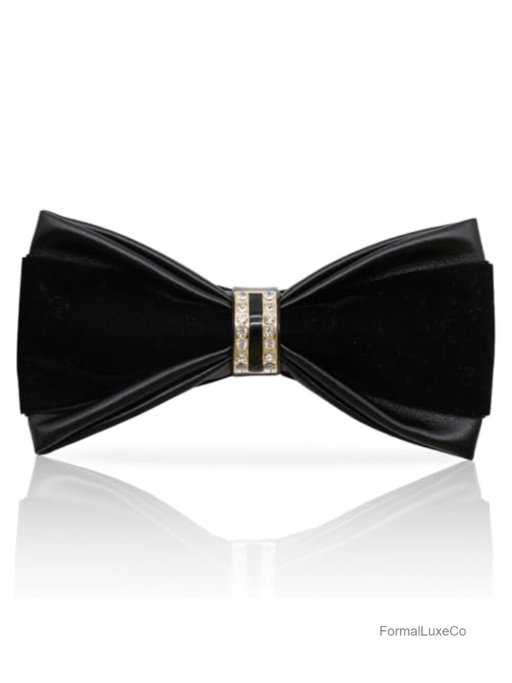 Men's Velvet Leather Bow Tie Double Layer Adjustable Wedding Banquet
